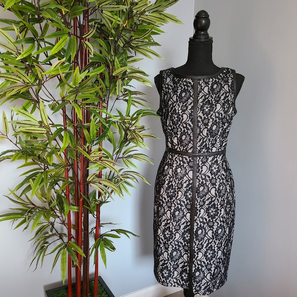 CALVIN KLEIN- Lace & Leather Dress